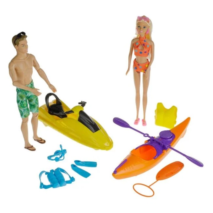 Manken baba szett Jetski kenuval és kiegészítőkkel