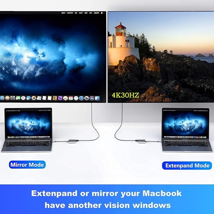 Adaptor USB C la HDMI WISYIFIL, Convertor USB 3.1 Type-C la HDMI 4K + USB 3.0 + Port de incarcare USB-C Hub 3 in 1, Adaptor multiport AV digital USB-C pentru iPhone 15/ MacBook Pro/iPad Pro/Switch