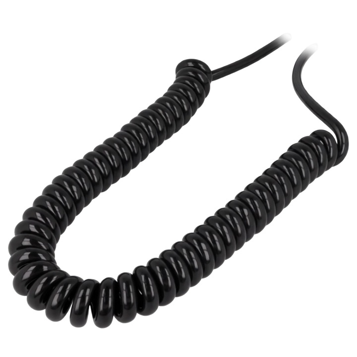 Cablu spiralat neecranat 6 fire, 24AWG, extensibil 0.5m–2.5m, conductor 0.02mm, cablu retractabil flexibil