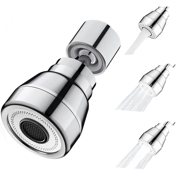 Sprayer pentru baterie de bucatarie, 360°, 3 moduri, rezistent la rugina, adaptor universal