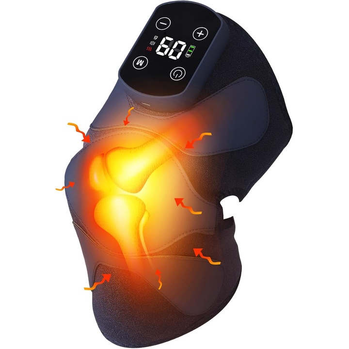 Aparat de masaj pentru genunchi, masaj electric cu 3 straturi, incalzire, portabil, fara fir