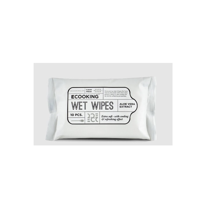 Șervețele demachiante Ecooking cu extract de Aloe Vera, set 10 bucăți