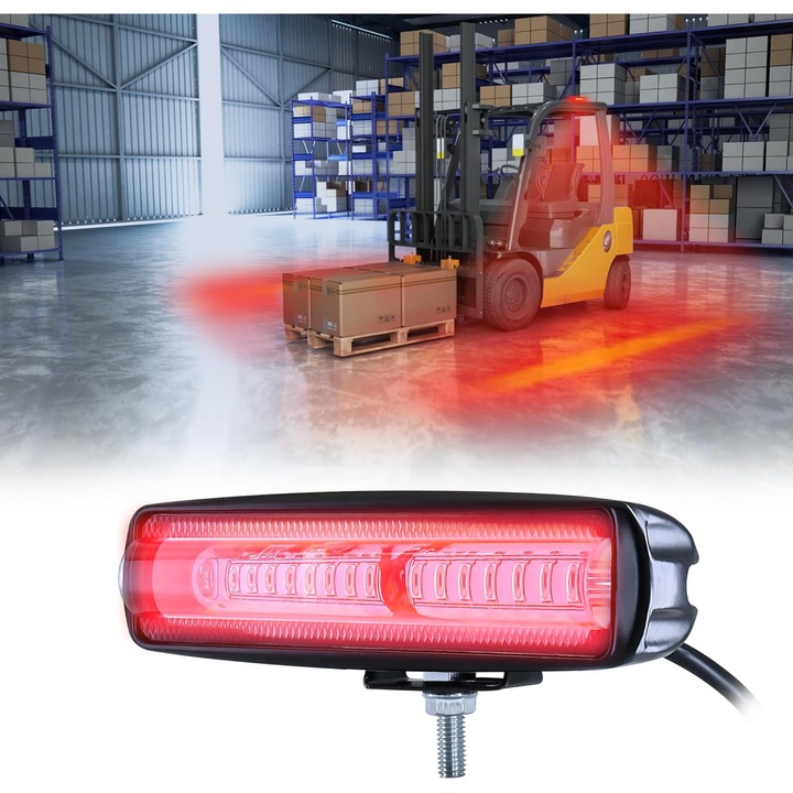 Lumina de siguranta LED 30W, rosie, pentru stivuitoare, IP68, 12-80V DC