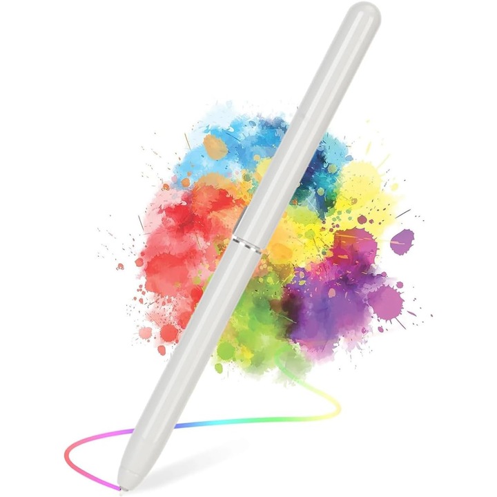 Stylus pentru tableta, inlocuitor S Pen, sensibilitate ridicata, alb, design compact si usor