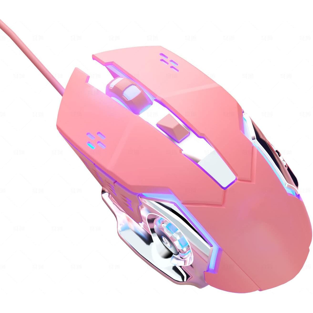 Mouse de gaming cu fir, 6 butoane, design silentios, roz - eMAG.ro