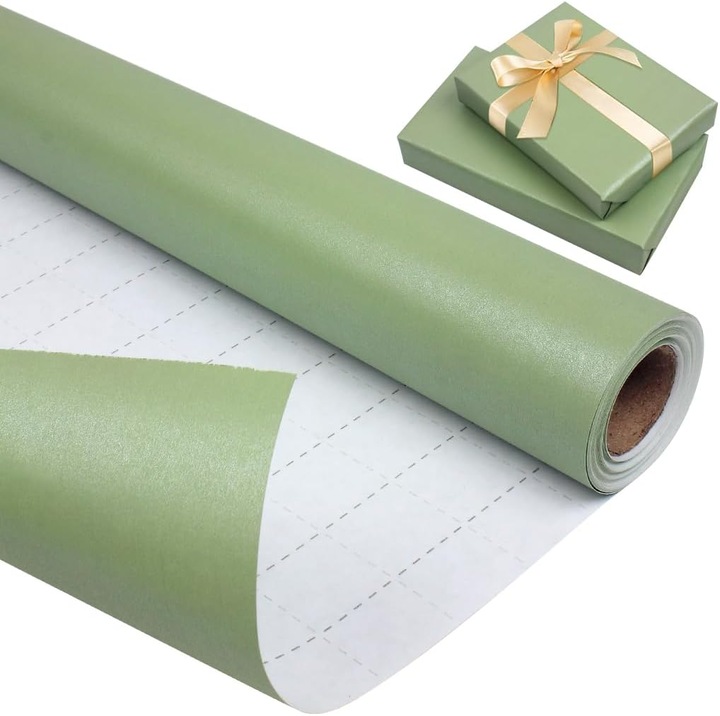 Hartie de ambalaj 43cm x 10m, verde mat, set pentru diverse ocazii