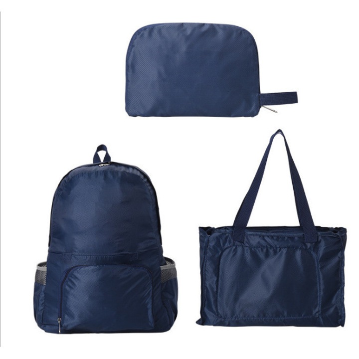 Rucsac pliabil ultrausor, gri, din material impermeabil, pentru drumetii, camping, calatorii, set de 1 buc.