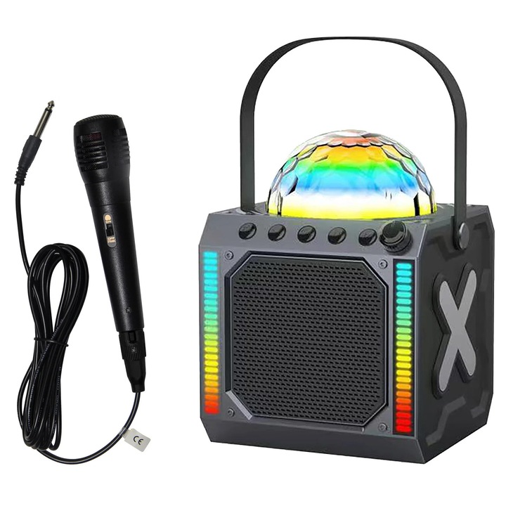 Difuzor Bluetooth Denver BTM-618, 100W, iluminare disco LED, negru, 17x21.5x15.7cm