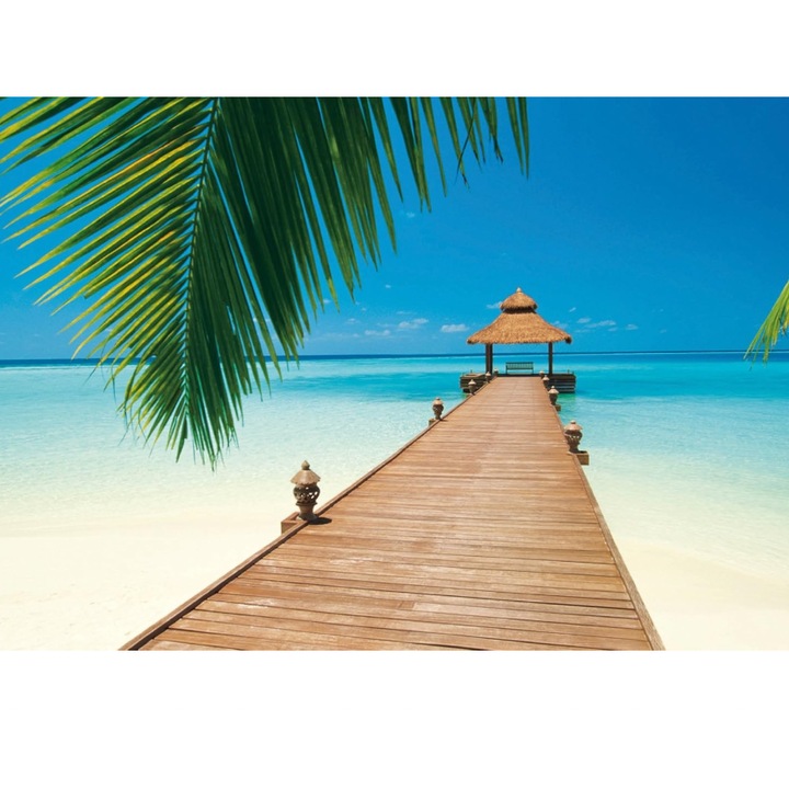 Paradise Beach tájképes fotótapéta, Wizard and Genius, 366 x 254 cm, kékeszöld