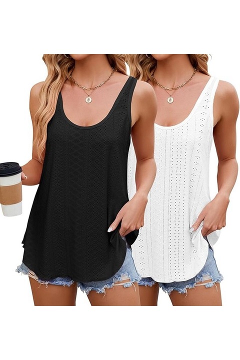 Set 2 maiouri Roomtour pentru femei, alb-negru, marime M