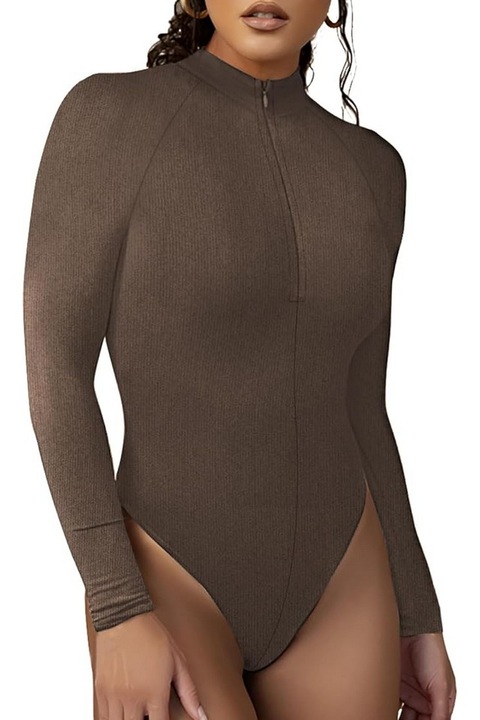 Body Roomtour maro cu maneca lunga si fermoar pentru femei, marime S