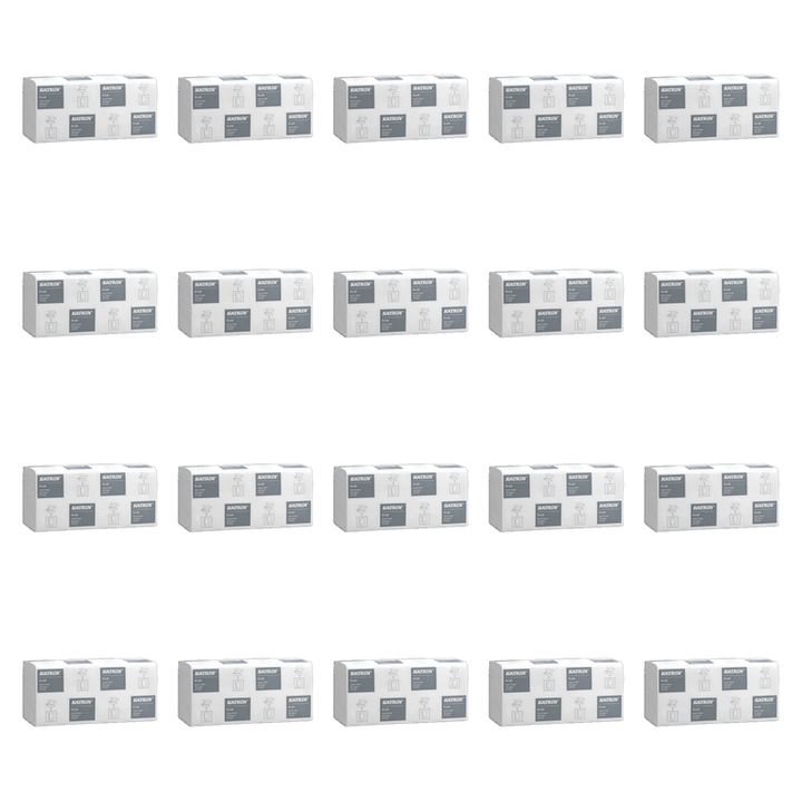 Prosop de hârtie Katrin Plus, 2 straturi, alb, set 200 coli