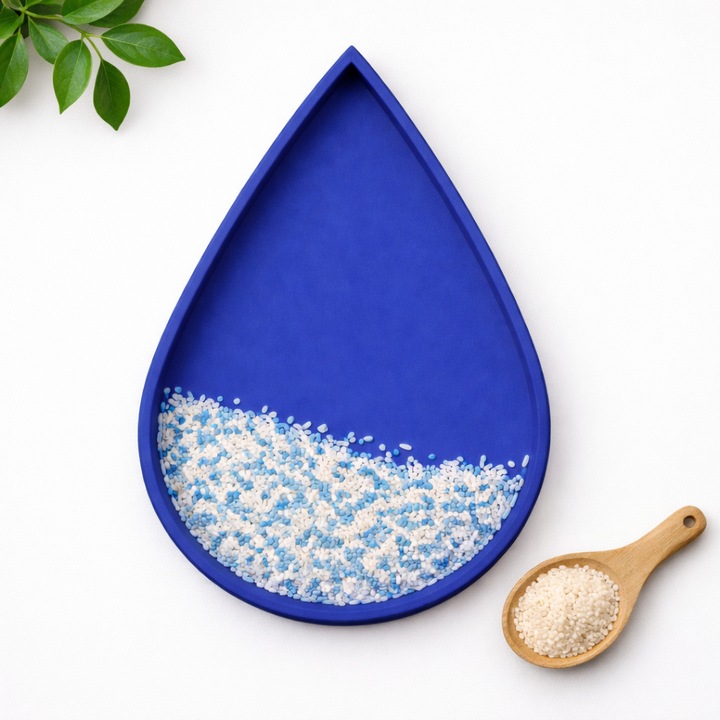 Tavita senzoriala, tematica "Vremea", strop de ploaie albastru, activitati Montessori, 13x20x1cm