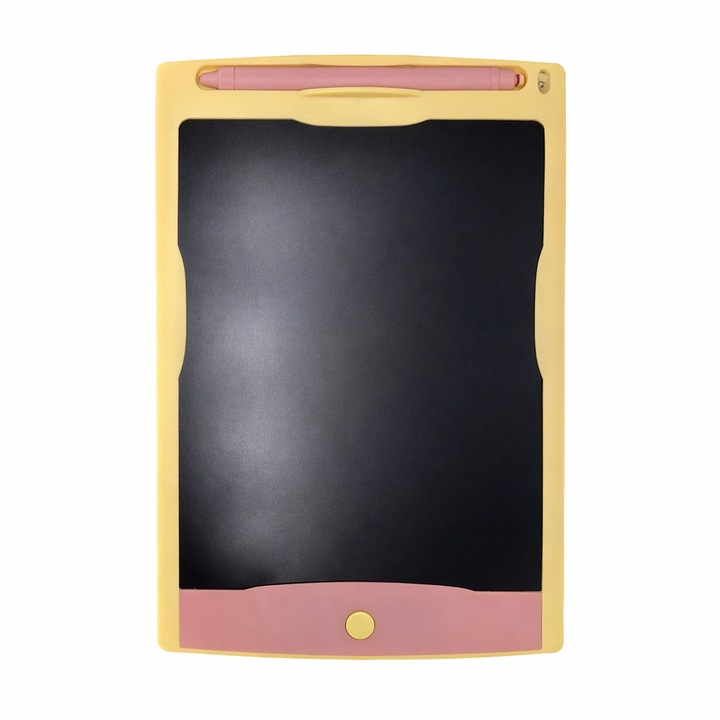 Tabletă de scris LCD pentru copii, roz cu galben, 8.5", 22x14.5cm, stylus inclus