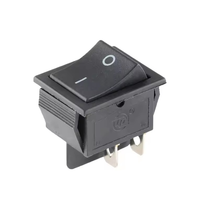 Intrerupator basculant DPST, 4 pini, 16A 250VAC, negru