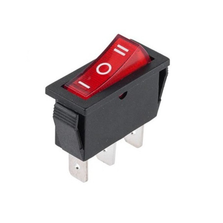 Intrerupator 3 poli HCT TRONIC, 250V, 15A, rosu, 11x30mm