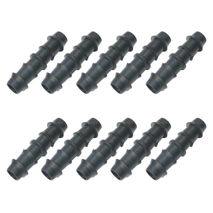 Set 10 x Imbinare din plastic pentru teava picurare, cod-7444, negru, 20 mm