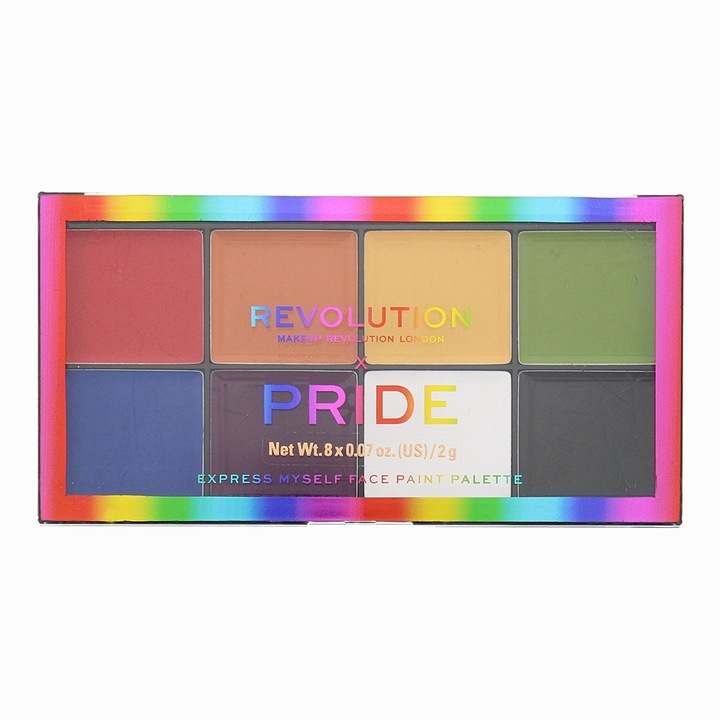 Paletă de farduri Makeup Revolution, Pride Express Myself, 8 nuanțe, 16 g, multicolor