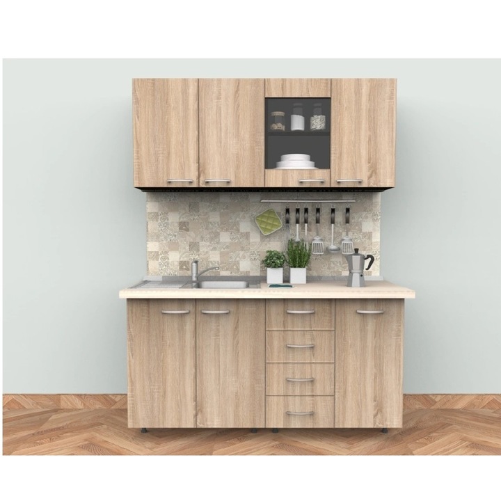 Set mobilă bucătărie, stejar sonoma, 160 cm