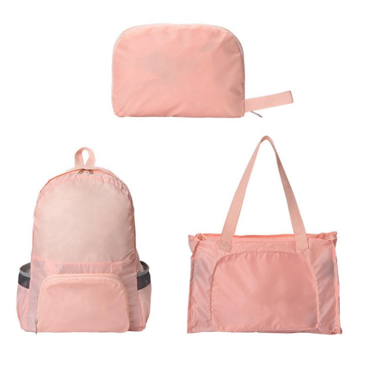 Rucsac pliabil ultrausor, gri, din poliester impermeabil, design multifunctional, pentru drumetii, unisex