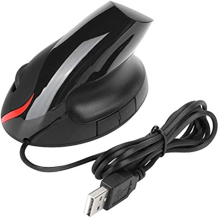 Mouse optic vertical, design ergonomic, unghi ajustabil, cablu USB, negru