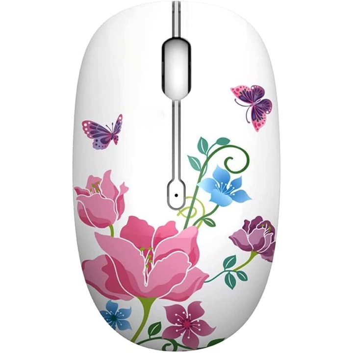 Mouse wireless optic 2.4G, 1600 DPI, design silentios, distanta de lucru 10m, set cu receptor USB