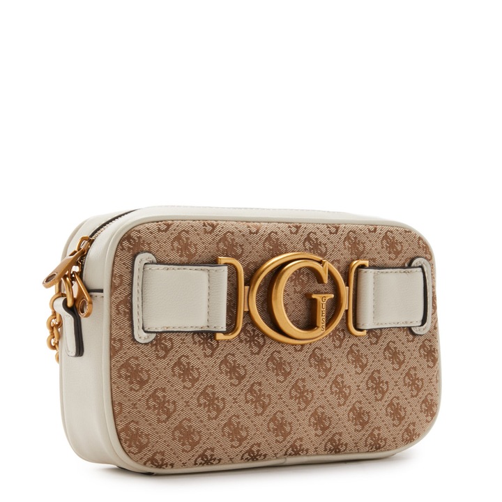 Geanta crossbody Guess Aviana, bej/alb, 25x15x6.5cm