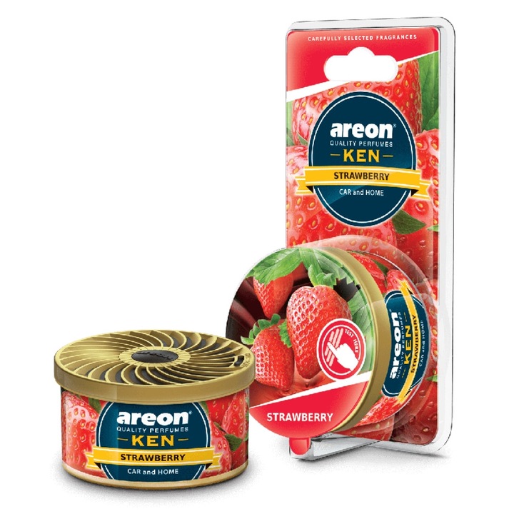 Odorizant solid Areon Ken, căpșuni, 35 g, utilizare auto și interior