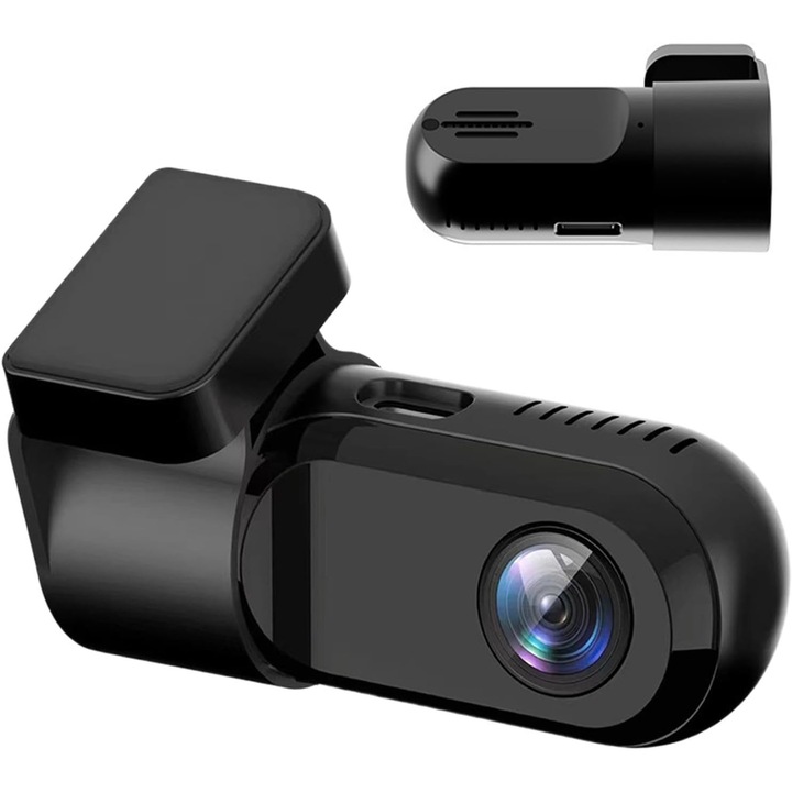 Camera auto DVR, 140° unghi larg, inregistrare automata, neagra, set 1 buc.