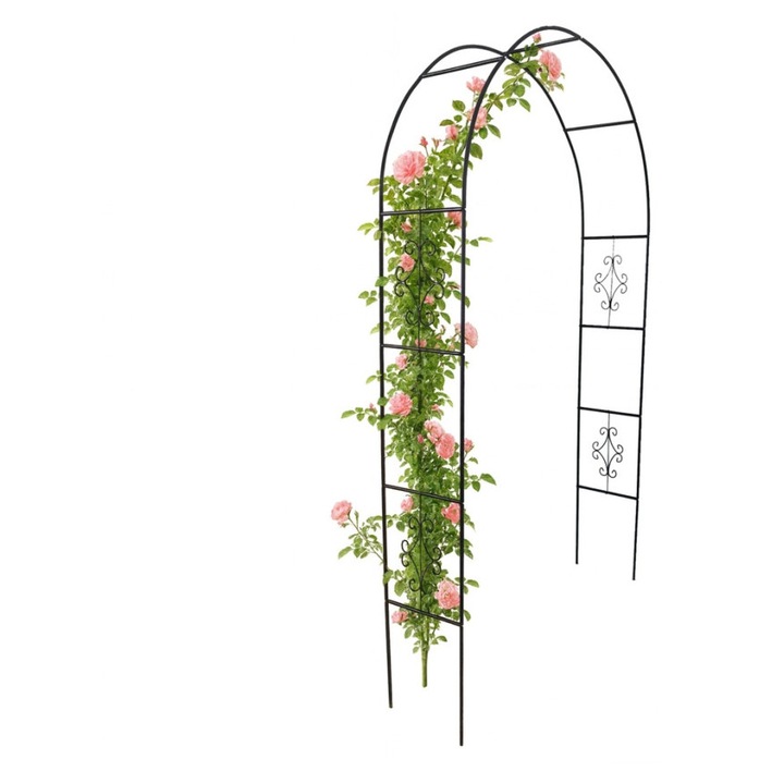 Pergola de grădină KIK, metalică, 240cm x 140cm x 38cm, neagră, auto-asamblare