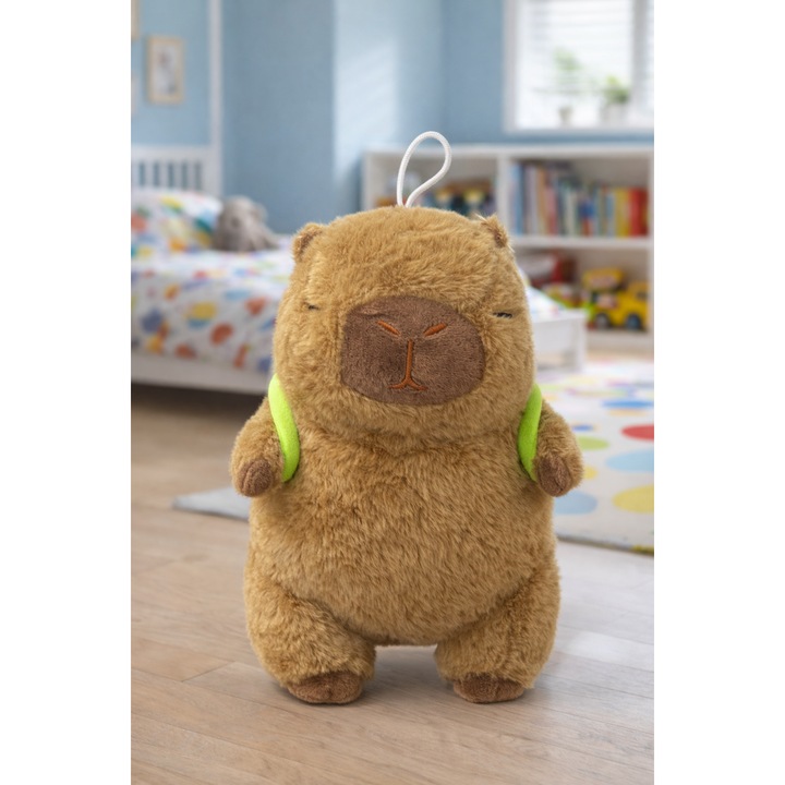 Jucărie de pluș Capybara cu rucsac, 25 cm, design simpatic, culori prietenoase