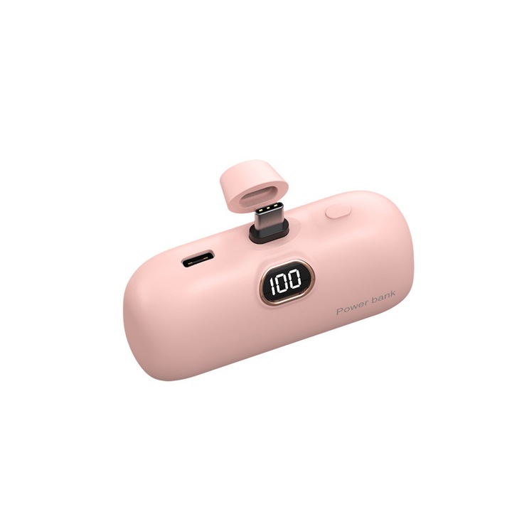 Baterie externa portabila, SYJSHUANGXI, SYJ-C003, 5000mAh, Mini Power Bank, Compatibila cu telefoane Android si iPhone 15/16/17, Iesire stabila Type-C 5V/2A