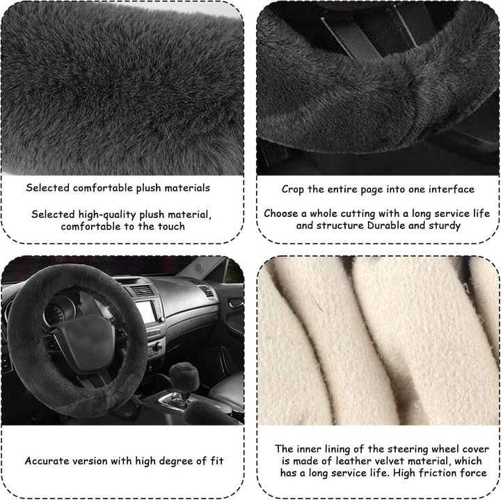 Set huse auto din fleece, 3 piese, 38cm, negru