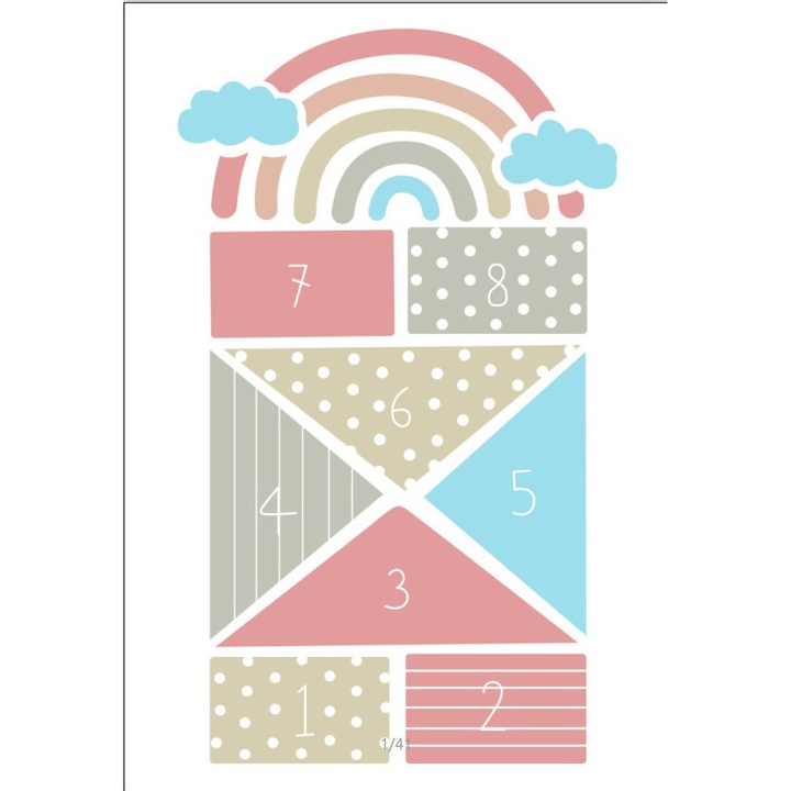 Covoare copii, covor pentru copii cu sotron, 80x160cm, multicolor