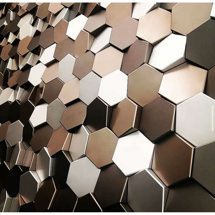Panou decorativ 3D, 3D Wall, hexagonal, gri antracit, 100x100cm