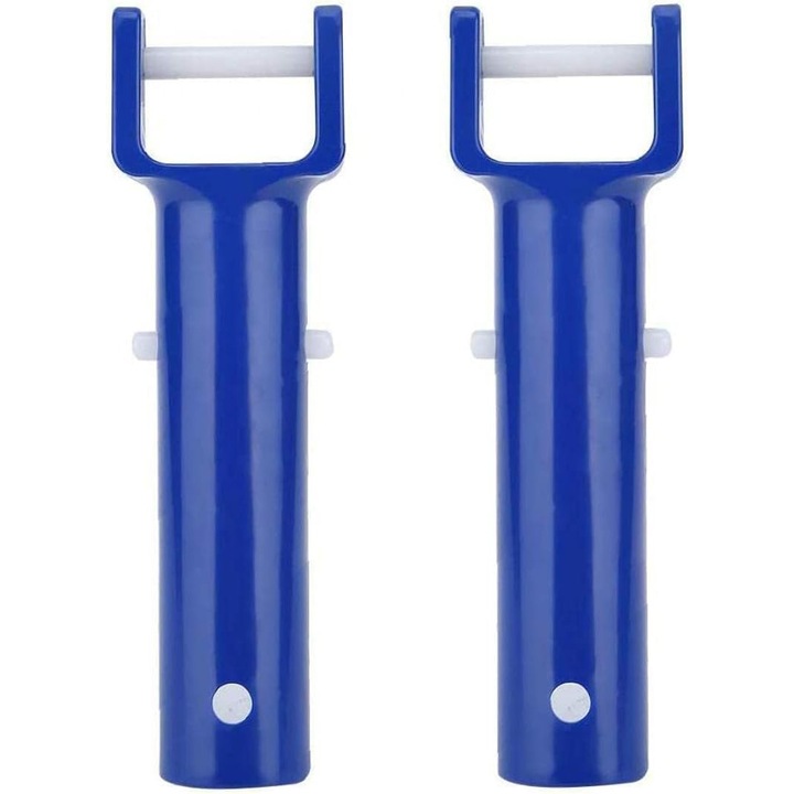 Maner pentru perie V pentru piscina, set 2 bucati, plastic, albastru, compatibil cu capete de aspiratie standard