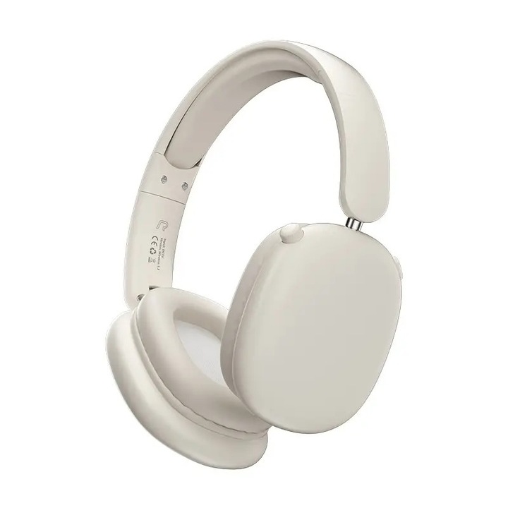 Casti Wireless ZYTEQ®, Bluetooth 5.0, Pliabile, cu Microfon Incorporat si Jack Audio 3.5mm, Autonomie pana la 10 ore, Alb