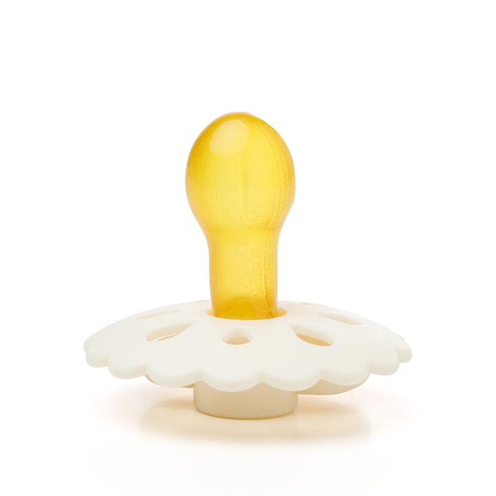 Suzeta Dodoli Amélie 0-6 luni, latex natural, tetina rotunda, Ivory