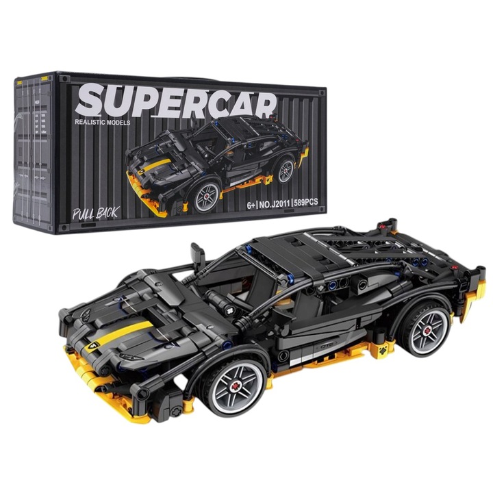 Joc de constructie Masina Neagra, scara 1:18, 589 piese