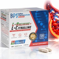 Supliment L-Arginina + L-Citrulina 120 Capsule Balkan Pharmaceuticals, aminoacizi esentiali pentru sanatatea organismului, Booster Oxid Nitric, Imbunatateste Circulatia, Creste Rezistenta si Recuperarea Musculara, pentru Sportivi