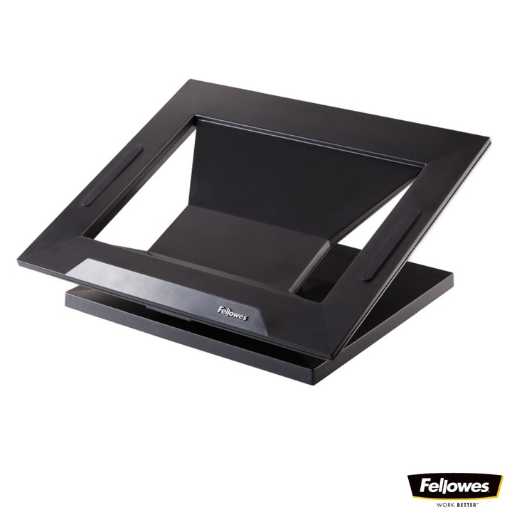 Suport ergonomic pentru laptop, Fellowes Designer Suites, 4 inaltimi reglabile, inclinare 30 grade, negru, 335x284x102mm