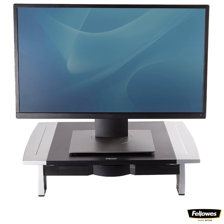 Suport monitor Fellowes, reglabil, 5 inaltimi, tava accesorii, 505x357mm, pana la 36kg