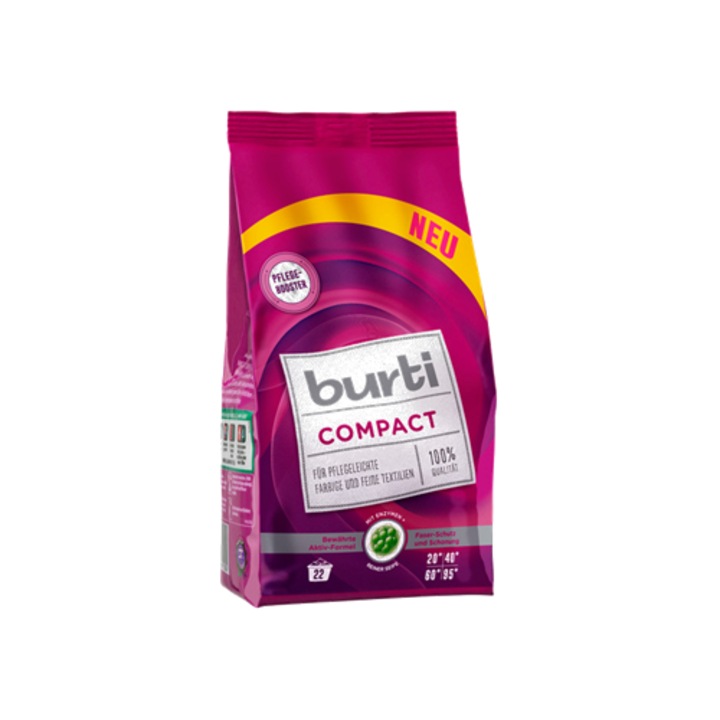 Set 4 x Detergent pudră Burti Compact, 1, 1 kg, pentru rufe colorate, 22 spălări
