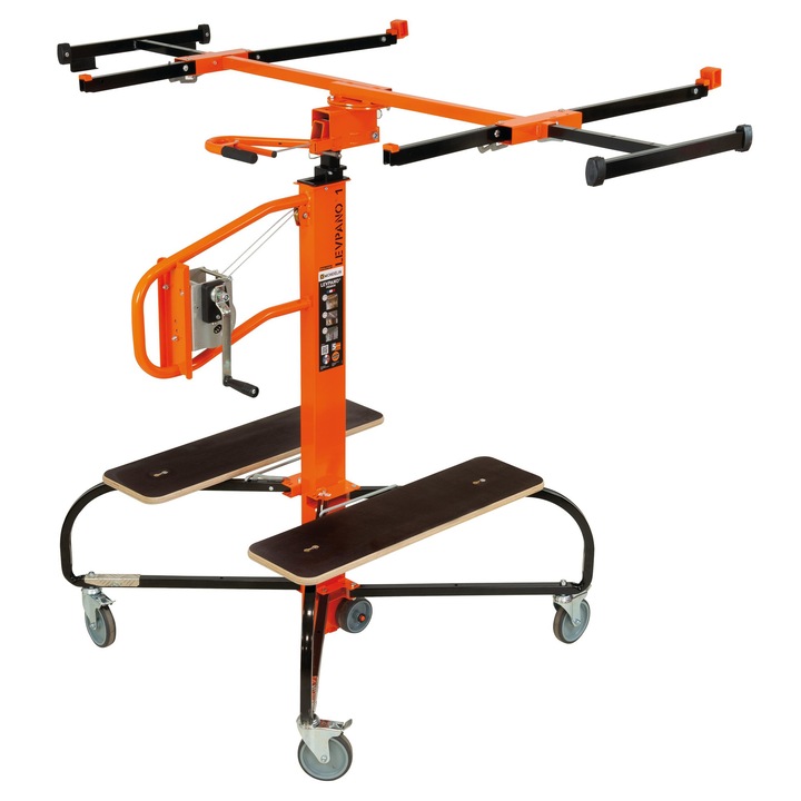 Dispozitiv ridicare placi gips-carton LEVPANO I Mondelin, 5.9 m, 150 kg, 3 pozitii lucru, sistem siguranta dublu, Clip&Go