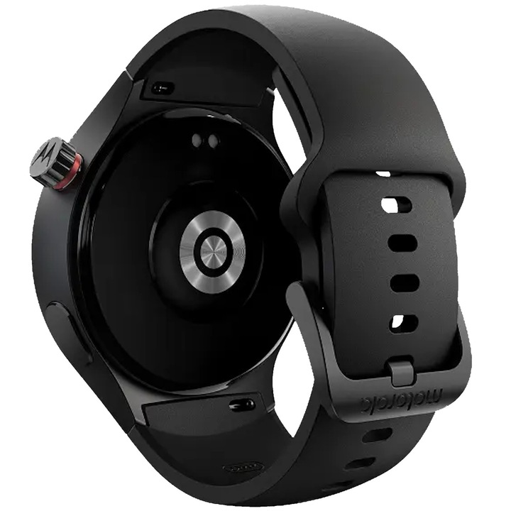 Smartwatch Moto Watch, 1.43 inch, Bluetooth 5.3 + GPS, 512 MB + 4 GB RAM, Black - Silicone Band, PANTONE Volcanic Ash