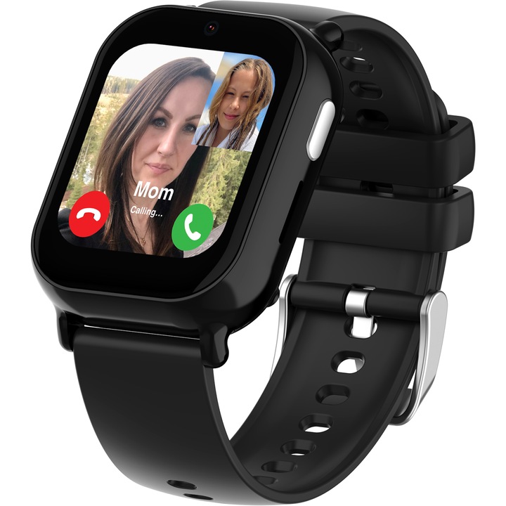 Ceas inteligent pentru copii CARNEO GuardKid+ 4G Buddy, WiFi, 4G - orice operator, monitorizare spion si prin GPS, LBS, baterie 4 zile, buton SOS, dimensiune redusa, negru