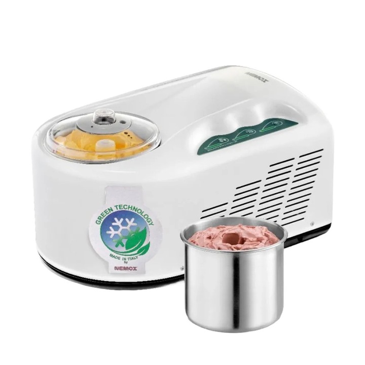 Masina de inghetata Nemox, capacitate 1.7 litri, cu compresor, preparare inghetata/sorbet/frozen yogurt, alb