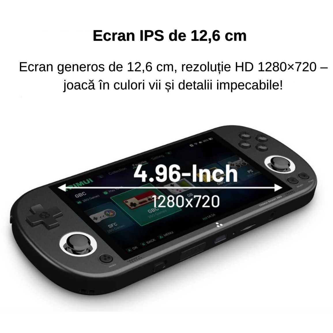 Consola Jocuri Portabila, TRIMUI Smart Pro, Wi-Fi, Jocuri Incluse, Retro, 5000 mAh, Quad core Cortex-A35 1.8GHz, 1GB RAM LPDDR4