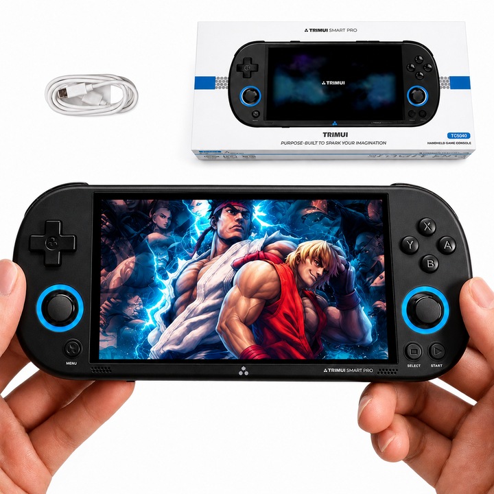 Consola Gaming Android 14 INOMEVIX®, Ecran IPS 5.5", Octa-Core, 6GB RAM, 128GB, peste 25.000 jocuri, emulare PS2/PSP/retro, compatibilitate Google Play, WiFi 5G, streaming PC cu Moonlight si Steam Link, Consola jocuri adulti si copii, Consola portabila