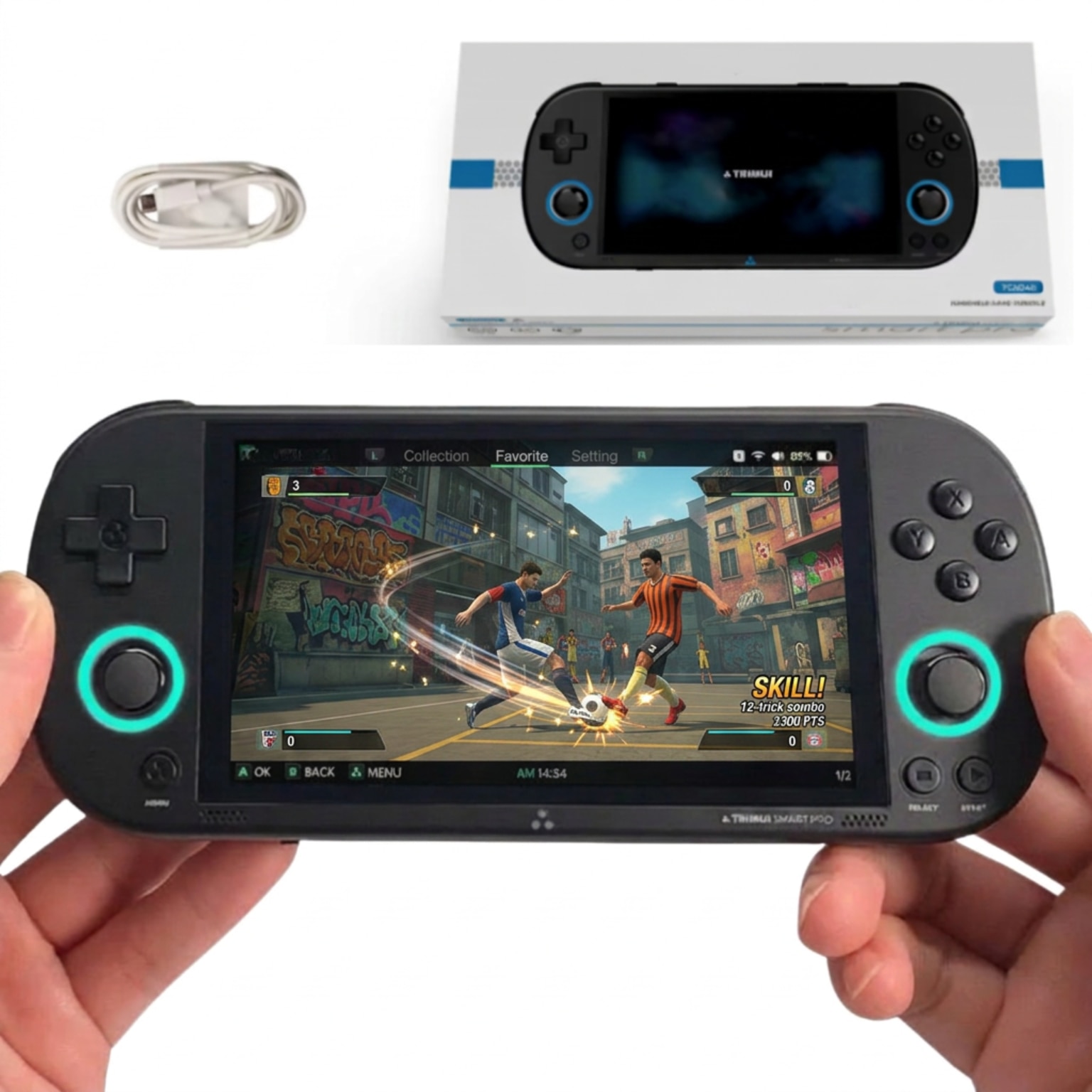 Consola Jocuri Portabila, TRIMUI Smart Pro, Wi-Fi, Jocuri Incluse, Retro, 5000 mAh, Quad core Cortex-A35 1.8GHz, 1GB RAM LPDDR4